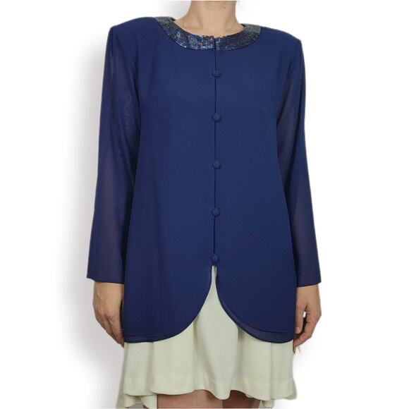 Patra Beaded Dressy Jacket Sheer Arms Plus Size 18 NWT - Picture 1 of 9